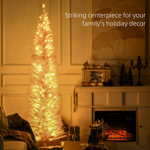 6' Pre Lit Artificial Pencil Christmas Trees, Xmas Tree with Realistic Branches and Warm White LED Lights – view 31