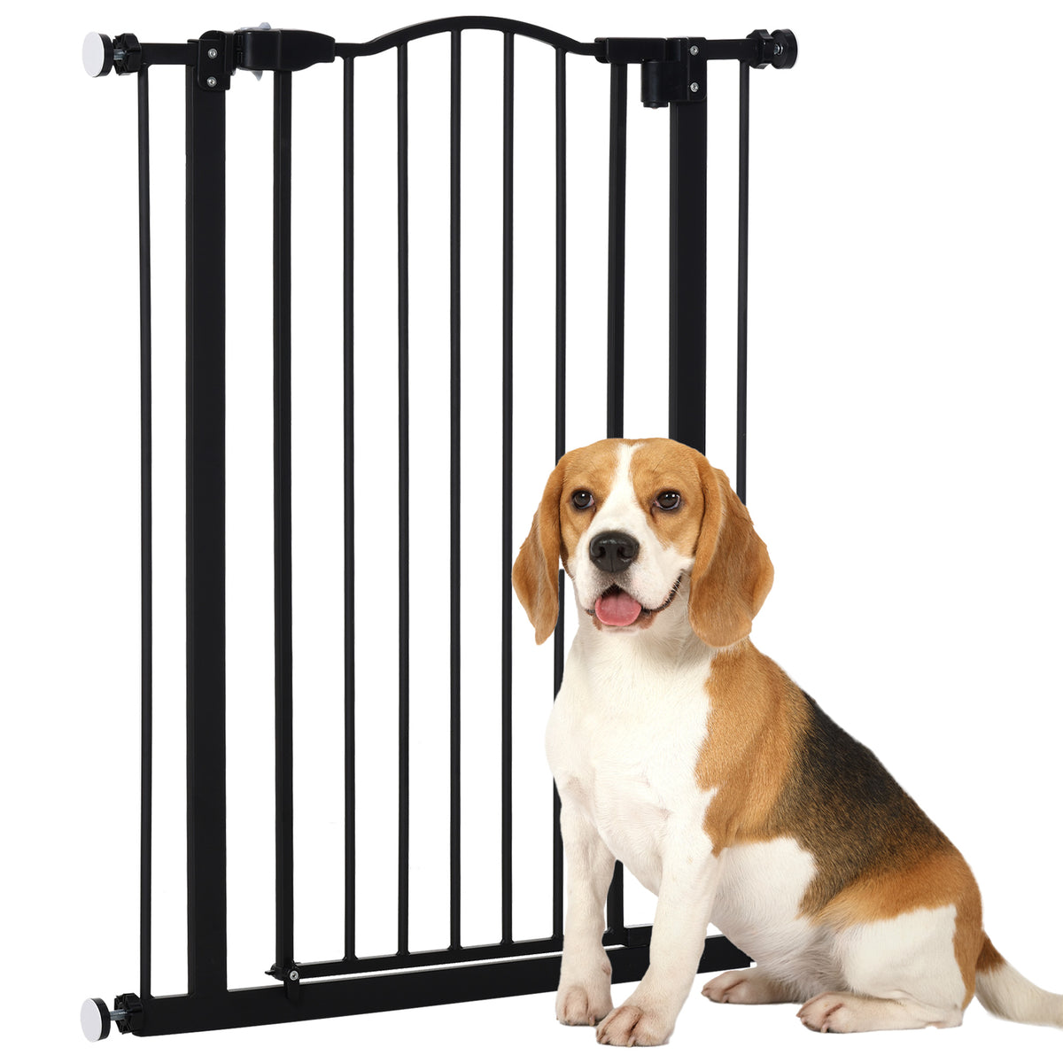 Extra Tall Dog Gate with Door, Pressure Fit, Auto Close, Double Locking for Doorways Hallways Stairs