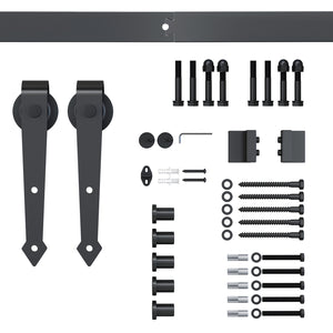 6.6FT Sliding Barn Door Track Kit, Heavy Duty Barn Door Hardware Kit, Fit 39" Wide Door Panel (J Shape Hanger), Brown