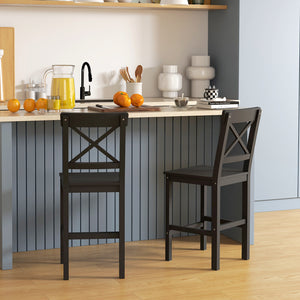 Counter Height Stools Set of 2, Farmhouse Bar Stools with Backs, Solid Wood Counter Stools for Kitchen Island