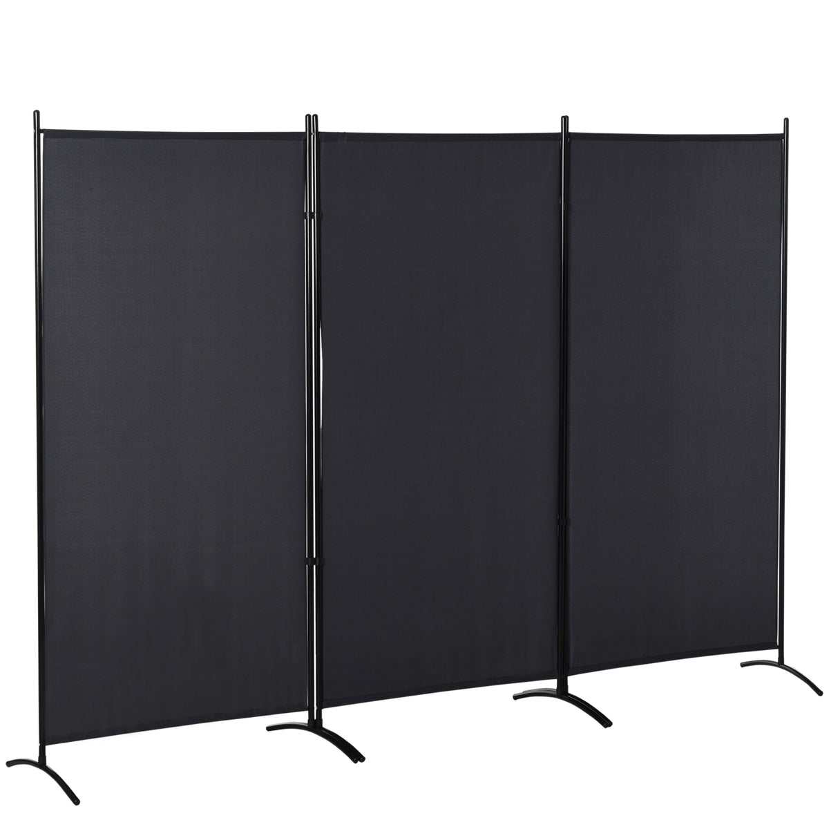 6' 3 Panel Room Divider, Double Hinged Folding Wall Divider, Indoor Privacy Screen for Home Office, Black – view 3