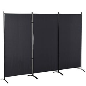 6' 3 Panel Room Divider, Double Hinged Folding Wall Divider, Indoor Privacy Screen for Home Office, Black – view 3