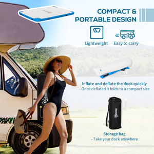 8' x 6' Water Floating Dock, Rafting Inflatable Island with Air Pump and Backpack for Pool, Beach, Ocean, Blue & Green