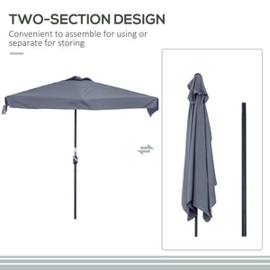 9.8ft Half Umbrella Semi Round Patio Parasol with Crank Handle, Top Vent for Garden – view 30