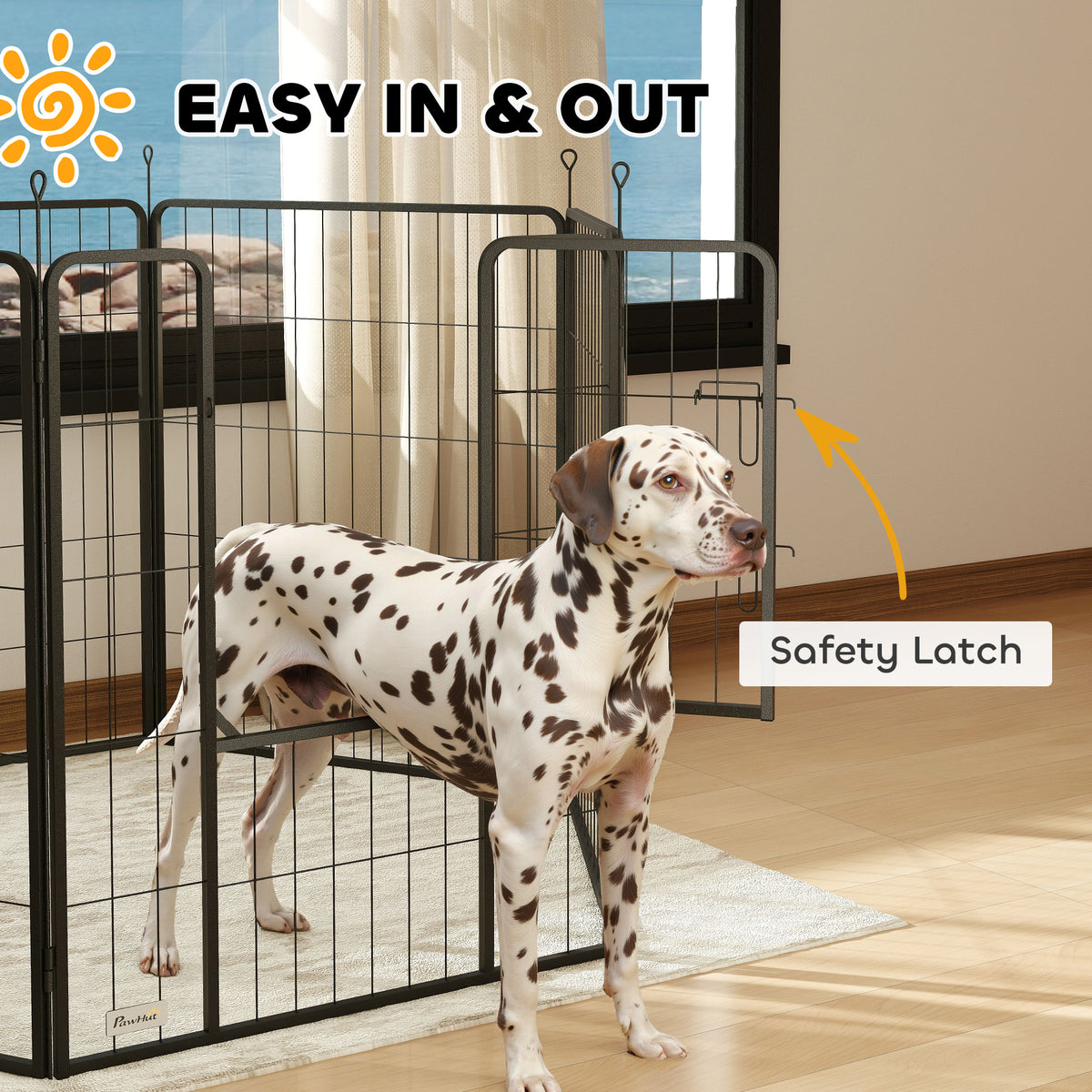 Heavy Duty Dog Playpen with Door for Small Dogs, 6 Panels, 23.5"H
