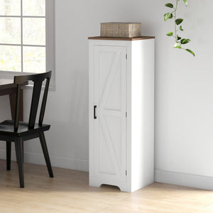 Farmhouse Accent Cabinet with Adjustable Shelf Barn Door Storage Cabinet for Living Room Floor Pantry Cabinet White