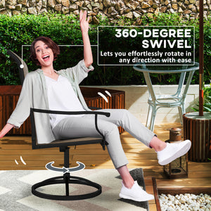 Outdoor Swivel Dining Chairs Set of 2, High Back Swivel Chairs with All Weather Mesh for Deck, Backyard – view 10