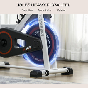 Soozier Adjustable Upright Stationary Exercise Bike with LCD Display, Suitbale for Beginer and Home Gym, Indoor Cycling Bike with Adjustable Resistance, White