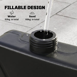 4PCs Cantilever Umbrella Base Weights for Offset Banana Parasol, Wicker Effect HDPE Water or Sand Filled Patio Umbrella Weights with Built-in Handles, Black