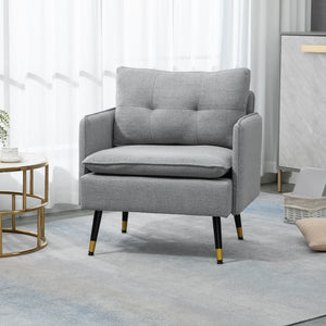 Accent Chair, Upholstered Armchair with Tufted Back Cushion and Steel Legs for Living Room, Bedroom – view 21