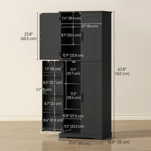 Tall Pantry Cabinet, 64" Storage Cabinet with Adjustable Shelves and 8 Door Spice Racks for Kitchen – view 2