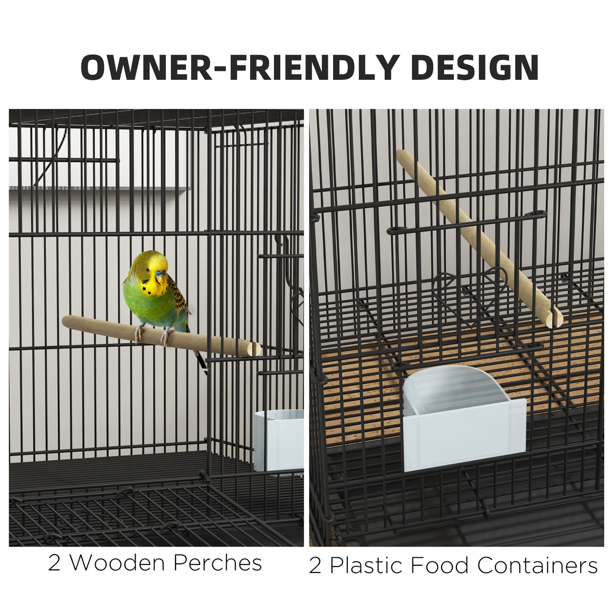 Birdcage for Canaries, Lovebirds Finches, Budgie Cage with Removable Tray, Bottom Mesh Panel – view 7