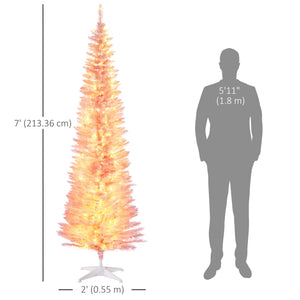6' Pre Lit Artificial Pencil Christmas Trees, Xmas Tree with Realistic Branches and Warm White LED Lights – view 30