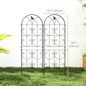 Set of 2 Metal Garden Trellis, Decorative Trellis Panels, Bird Design, 120 x 50 cm, Black – view 9