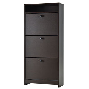Slim Shoe Storage with 3 Flip Drawers and Adjustable Shelves Shoe Cabinet Organizer for 9 Pair, Coffee