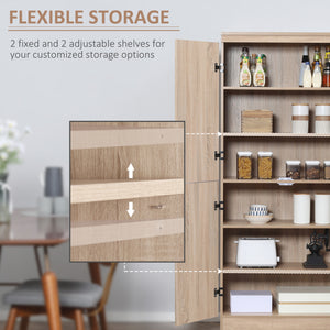 70" 4-Door Storage Cabinet, Freestanding Pantry Cabinet with Adjustable Shelves for Living Room, Natural – view 4