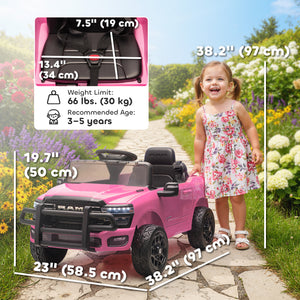 Qaba 12V Ride on Car, Licensed Dodge RAM 3500 Electric Vehicle with Remote Control, Suspension for 3-5 Years