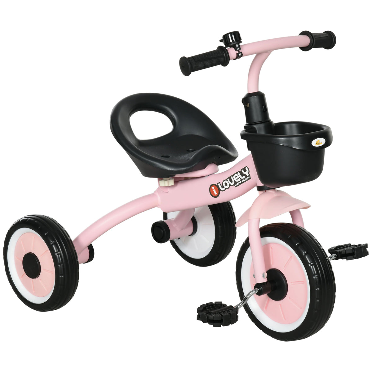 Qaba Tricycle for Toddler 2-5 Year Old Girls and Boys, Toddler Bike with Adjustable Seat, Basket, Bell