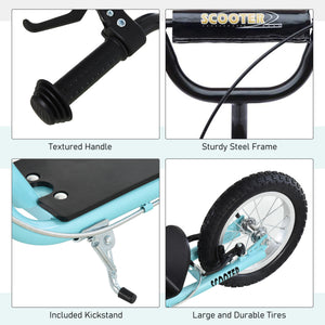 Aosom Youth Kick Scooter with Adjustable Handlebar and 16'' Inflatable Rubber Wheel for Kids and Teens 5+ Year Old