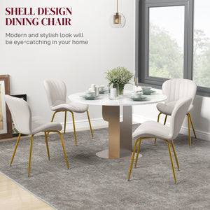 Dining Chairs Set of 4, Modern Accent Chair with Cushioned Backrest, Upholstery for Living Room, Cream White