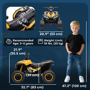 Aosom Kids 4 Wheeler Quad with Music, Headlights, High & Low Speed, Kids ATV for 3-5 Years Old Boys & Girl