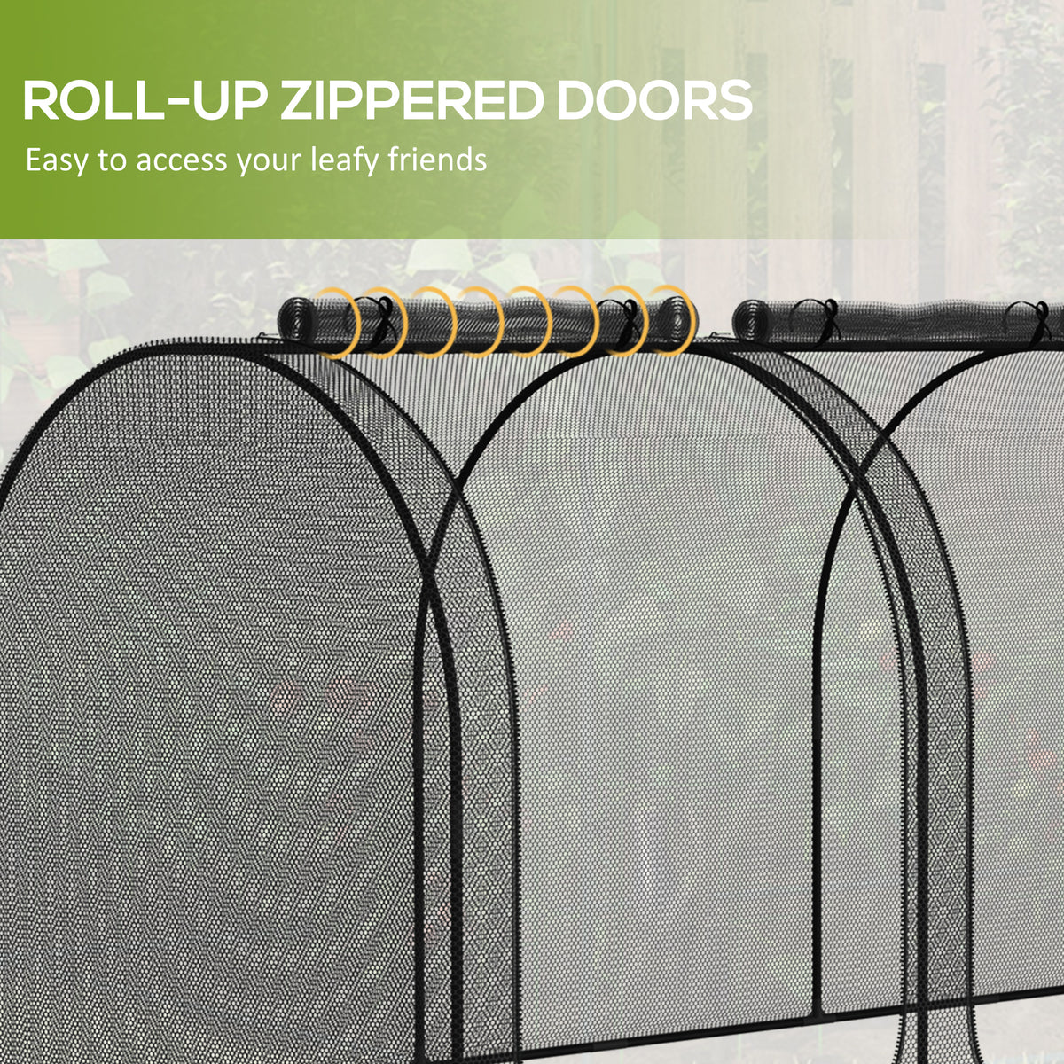 8' x 4' Crop Cage, Garden Plant Protector, with 2 Zippered Doors and 6 Ground Stakes, for Garden, Yard – view 12