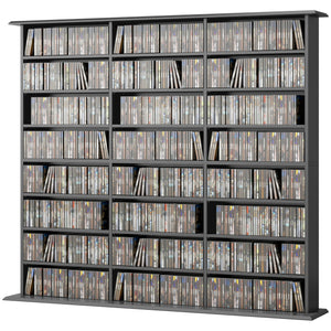 Media Storage Cabinet, 8-Tier DVD Shelf with 18 Adjustable Shelves, Holds 1032 CDs, 594 DVDs or Blu-rays