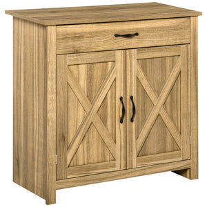 Farmhouse Sideboard Buffet Cabinet, Storage Cabinet with Barn Doors, Distressed Brown