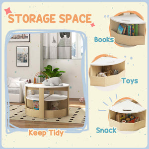 Qaba 5 Piece Kids Table and Chair Set with Storage for Kids Room