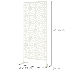 Metal Outdoor Privacy Screen, Decorative Outdoor Divider with Stand and Expansion Screws, 36.2" x 17.7" x 78", White