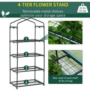 Portable Greenhouse Outdoor Hot House with 4 Tier Shelves, Steel Frame, PE Cover, 28" x 20" x 63" , White – view 8