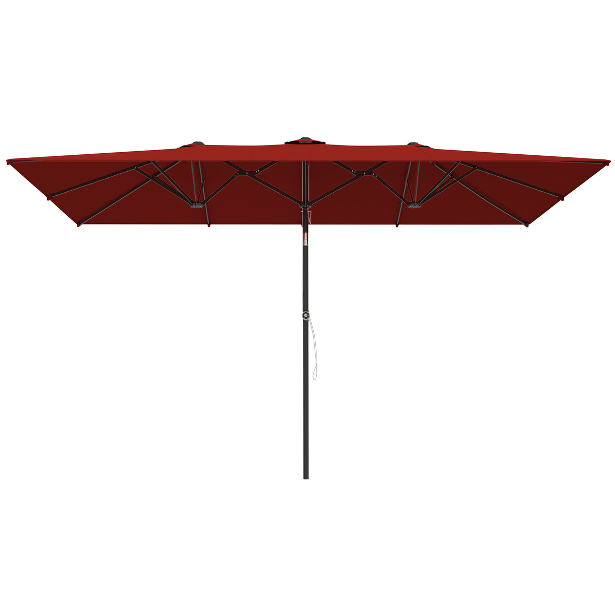 Double-Sided Patio Umbrella Parasol with Tilt, Adjustable Height, Vents and 12 Ribs, for Garden, Deck, Pool, Wine Red