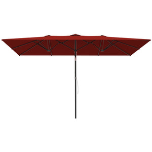Double-Sided Patio Umbrella Parasol with Tilt, Adjustable Height, Vents and 12 Ribs, for Garden, Deck, Pool, Wine Red