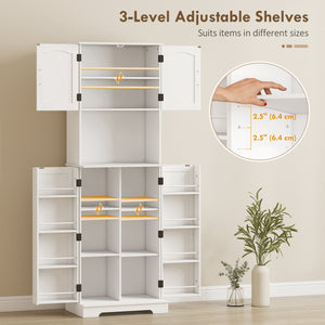 71.5" Tall Pantry Cabinet, Farmhouse Kitchen Storage Cabinet with Adjustable Shelves, 8 Door Spice Racks – view 11