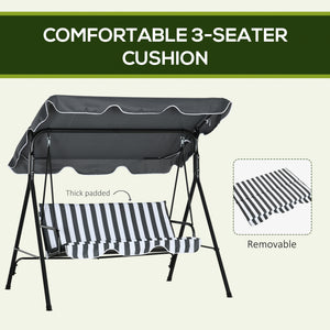 3-Seater Outdoor Porch Swing with Adjustable Canopy, Patio Swing Chair for Garden, Poolside, Backyard, Green and White