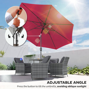 10' x 8' Round Market Umbrella, Patio Umbrella with Crank Handle and Tilt, Outdoor Parasol for Garden, Blue – view 52
