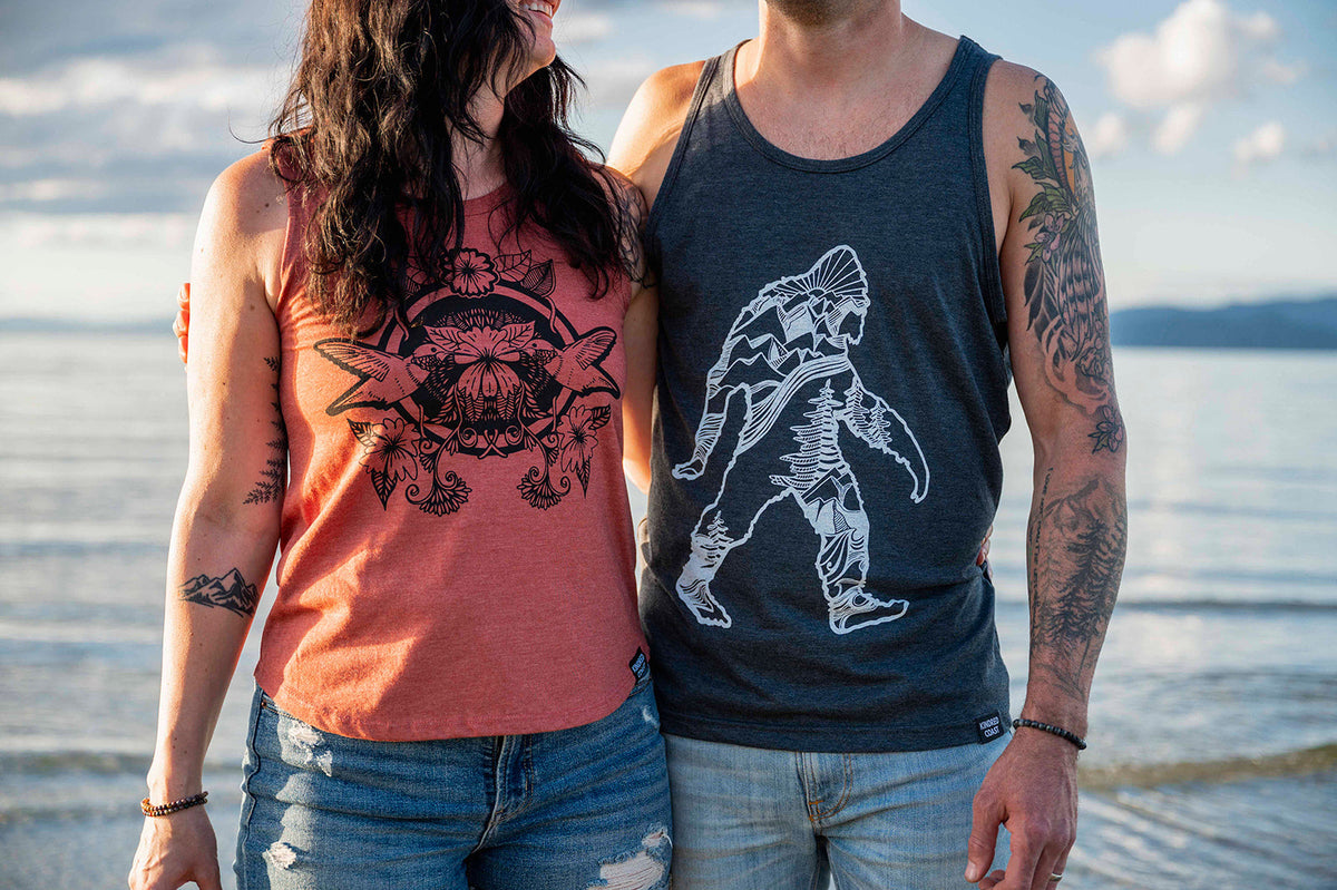 SASQUATCH- Mens Eco Tank - Heather Charcoal