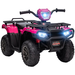 Aosom 12V Kids ATV Quad, 4 Wheeler Battery Powered Electric Vehicle with Music MP3, Headlights, High Low Speed, Treaded Tires, for Boys and Girls Ages 37-60 Months