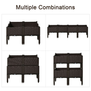 2-piece Raised Garden Bed PP Raised Flower Bed Plant Stand Stackable Vegetable Herb Grow Box