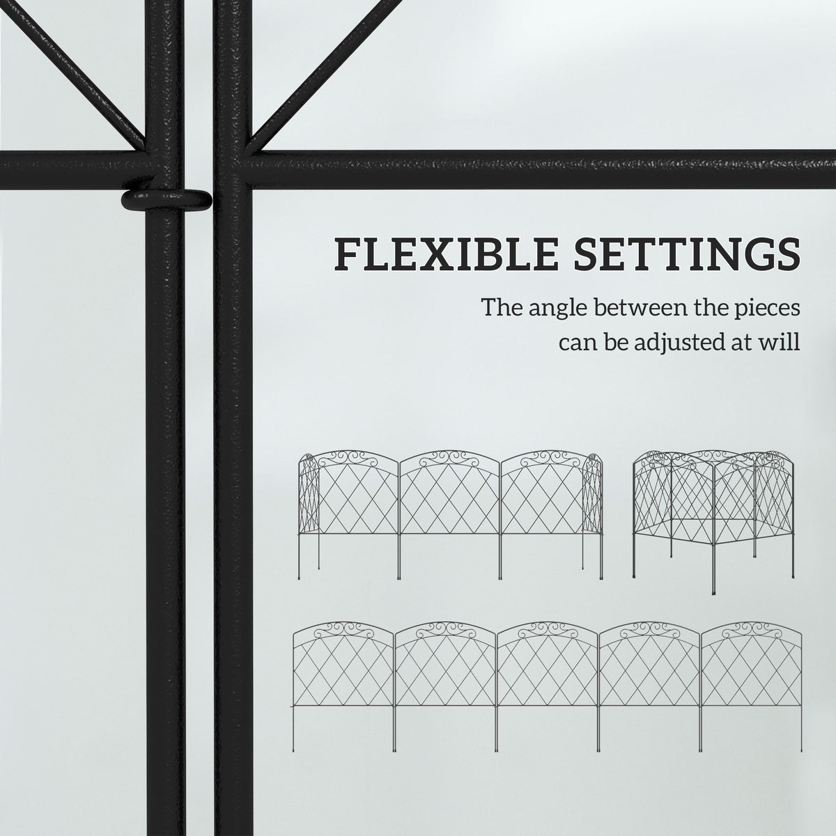 5 Pack Garden Fencing for Yard, Decorative Fence Panels as Flower Edging, Swirls Black