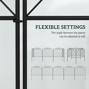 5 Pack Garden Fencing for Yard, Decorative Fence Panels as Flower Edging, Swirls Black