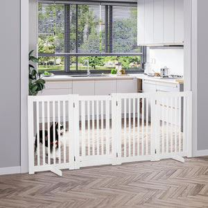 Free Standing Wooden Pet Gate Indoor Dog Barrier Foldable Step Over Doorway Fence Safety Gate with Open Door – view 8