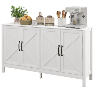 Sideboard Buffet, Storage Cabinet with Barn Door and Adjustable Shelf, TV Stand for TVs up to 65 Inches, Black Oak