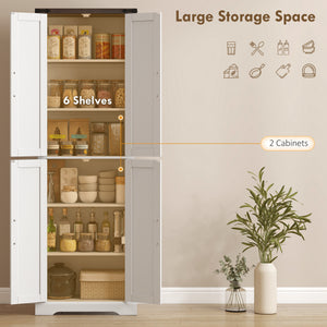 72" Pantry Cabinet, Farmhouse Freestanding Kitchen Storage Cabinet with Adjustable Shelves for Dining Room – view 10