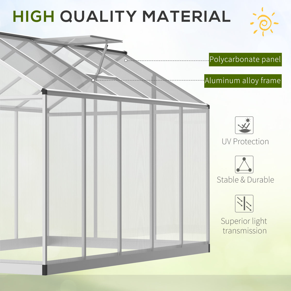 6' x 10' x 6.4' Walk-in Garden Greenhouse Polycarbonate Panels Plants Flower Growth Shed Cold Frame Outdoor – view 8