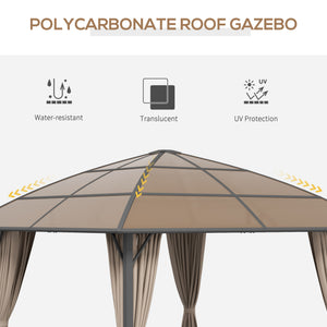 10' x 10' Outdoor Hardtop Gazebo Canopy with UV60+ Polycarbonate Roof, Steel Frame, Central Hook, Curtains – view 3