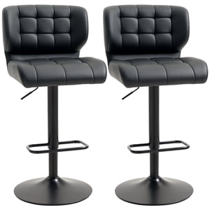 Swivel PU Leather Barstools Set of 2 Adjustable Bar Stools with Footrest Back for Kitchen Counter Dining