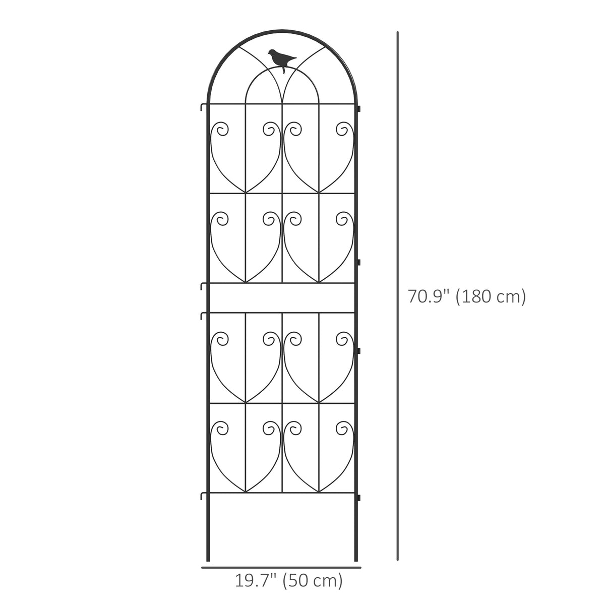 Set of 2 Metal Garden Trellis, Decorative Trellis Panels, Bird Design, 120 x 50 cm, Black – view 16