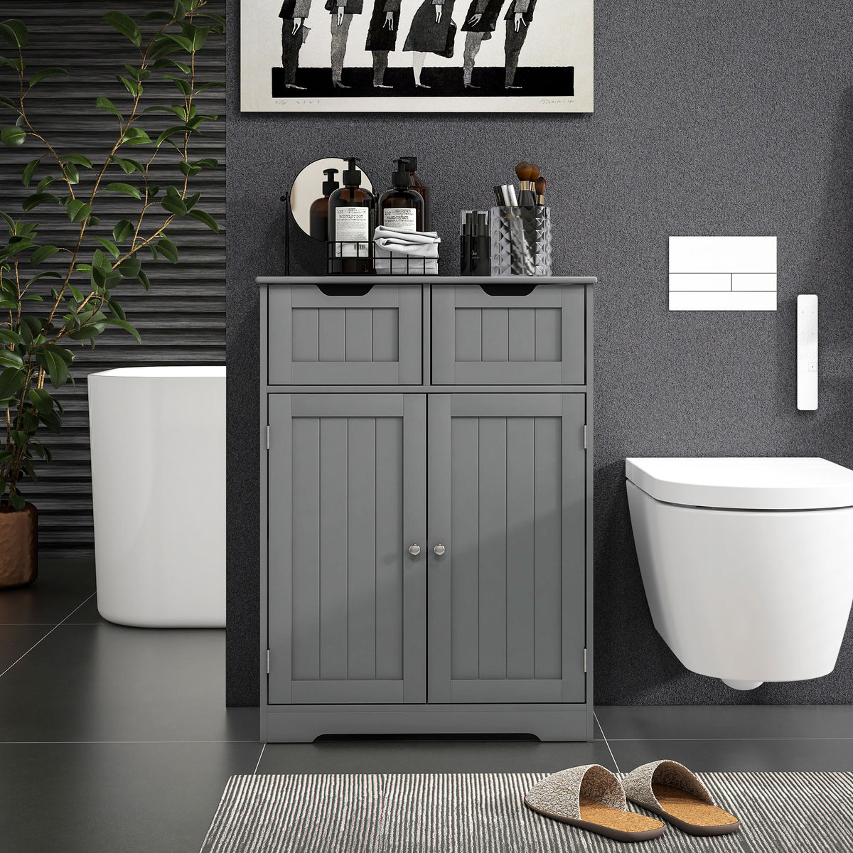 Bathroom Cabinet, Bathroom Storage Cabinet with 2 Drawers, Adjustable Shelf for Living Room, Entryway, White – view 20