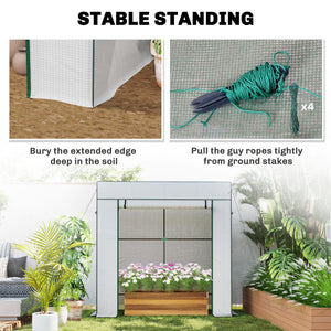 Walk-in Tomato Greenhouse Lean-to Green House with Reinforced PE Cover, Roll-up Door, Mesh Windows, Green – view 13